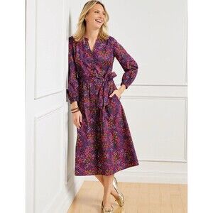 Talbots  PUFF SLEEVE POPLIN SHIRTDRESS - BLOSSOM PARTY Floral 22W Classic Career